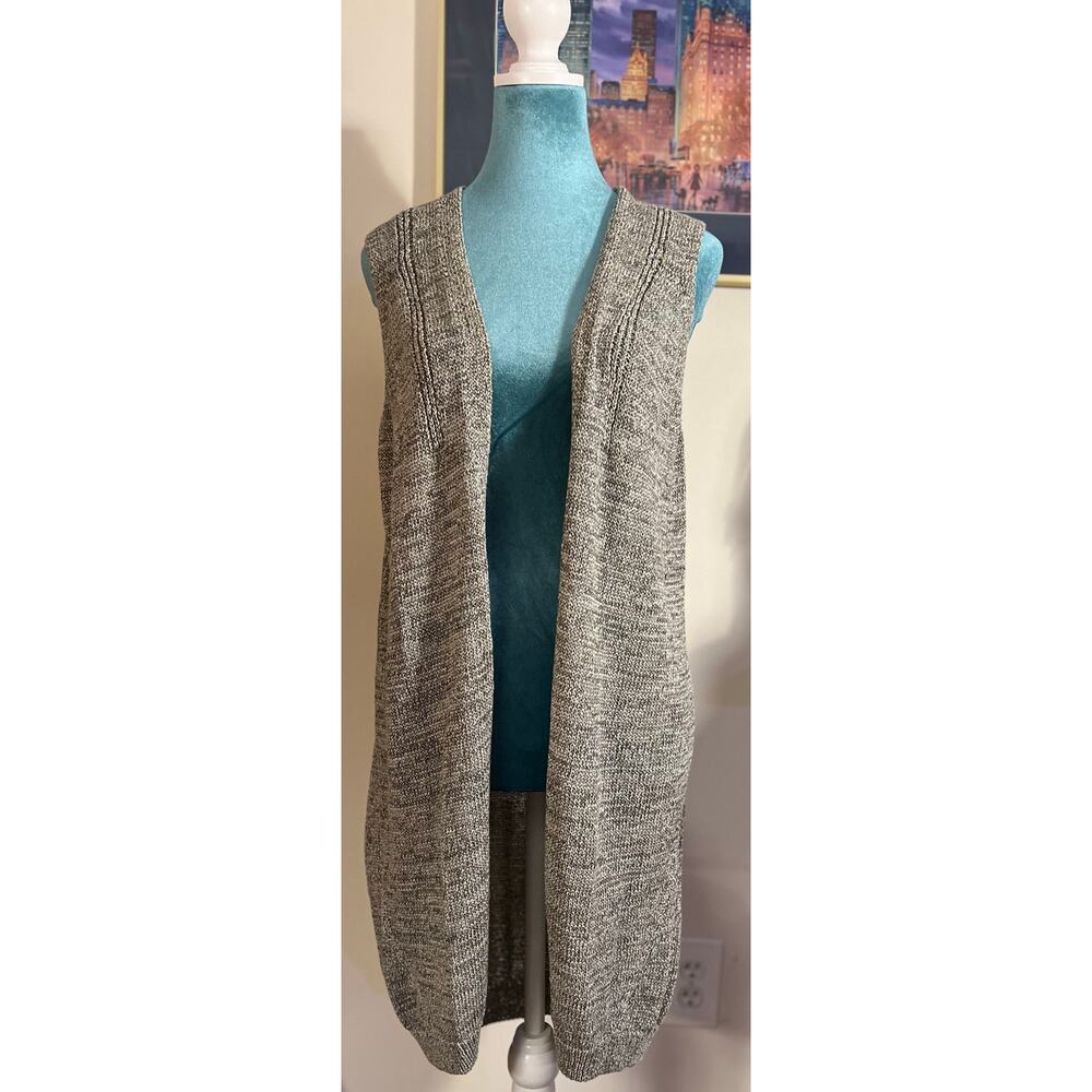 Max Studio Gray Long Knit Open Front Cardigan